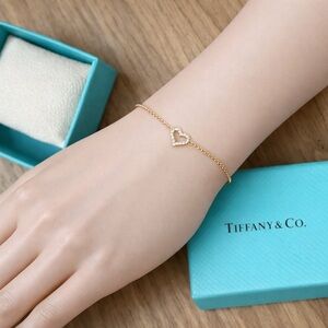 Tiffany & Co. 18k Rose Gold Diamond Heart Bracelet